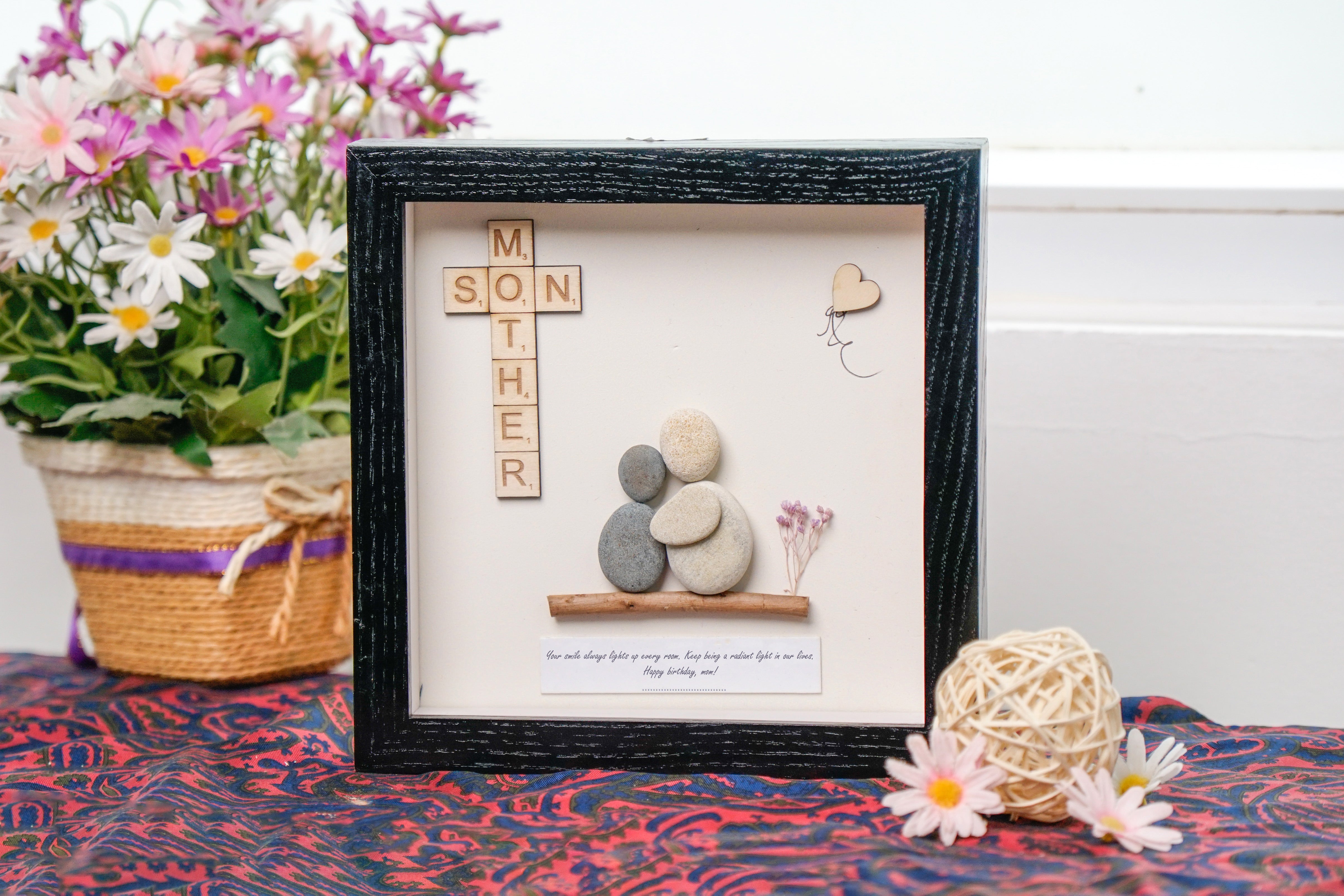 Personalized Birthday Gift for Mother from Son | Pebble Art For Mom | New Mom Gifts | Mother & Son Picture Frame | Best Mom Art | Mom Birthday Gift