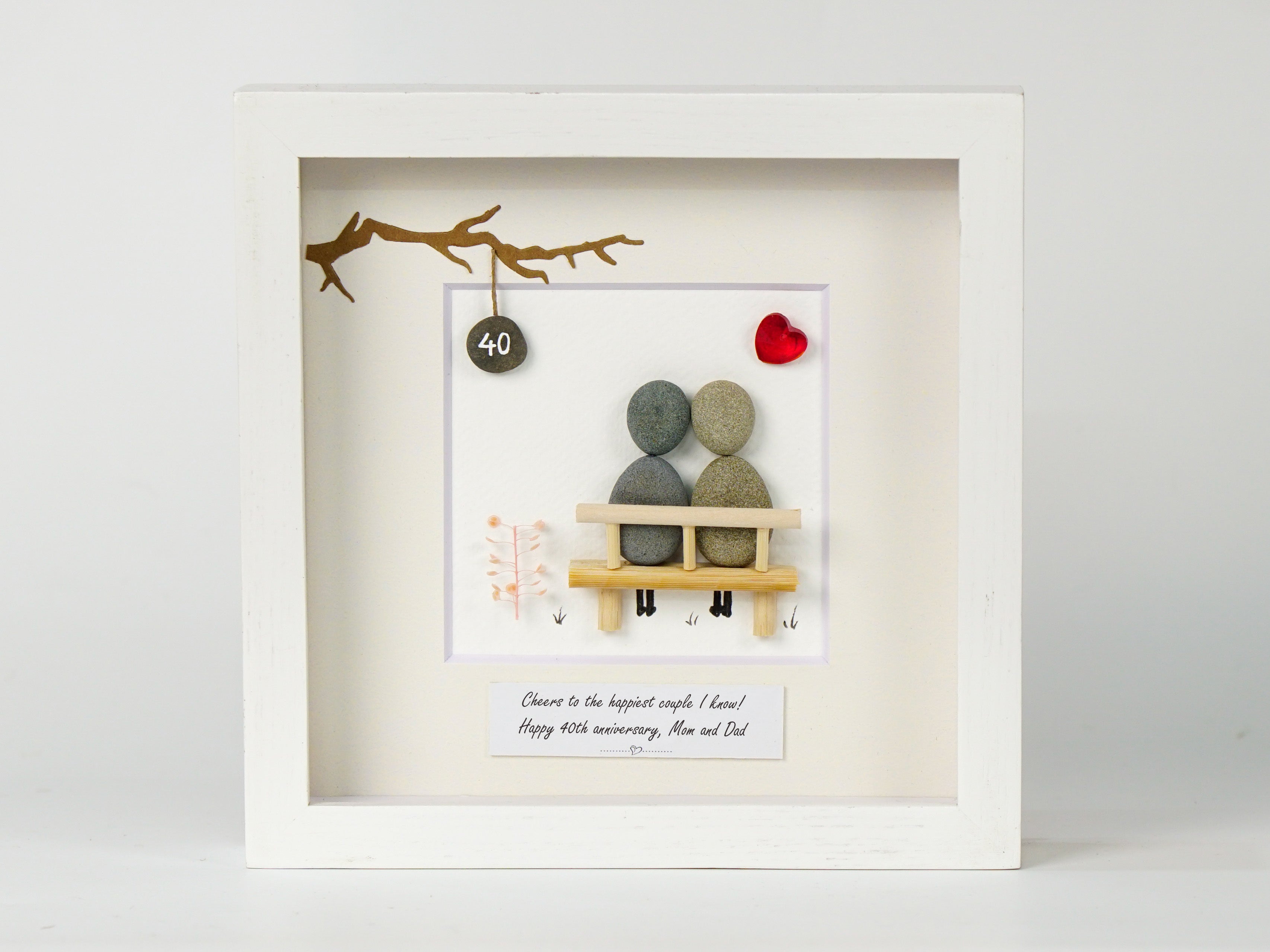 Ruby Anniversary Celebration for Mom and Dad, Wedding Anniversary Pebble Art For Parents