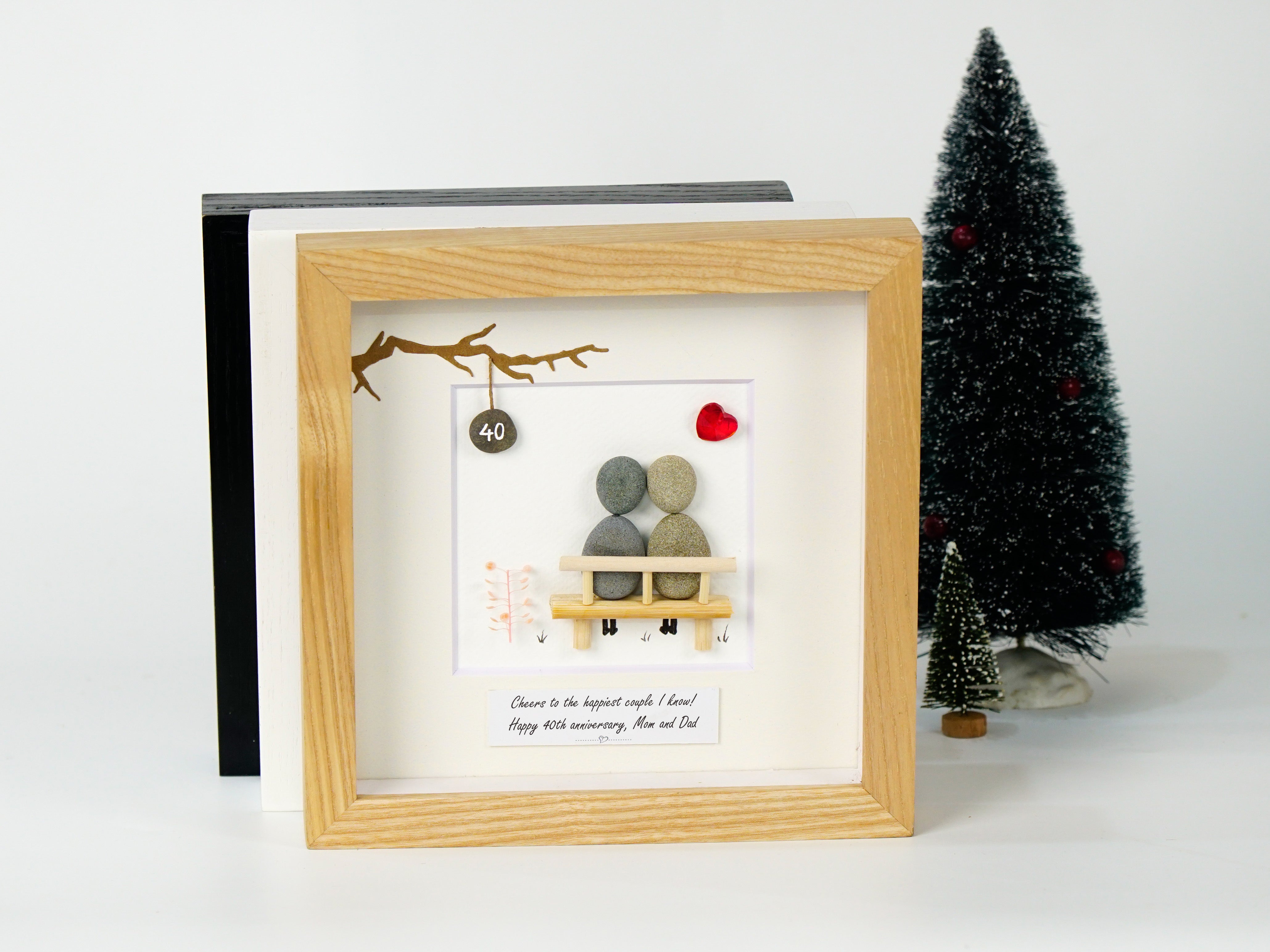 Ruby Anniversary Celebration for Mom and Dad, Wedding Anniversary Pebble Art For Parents