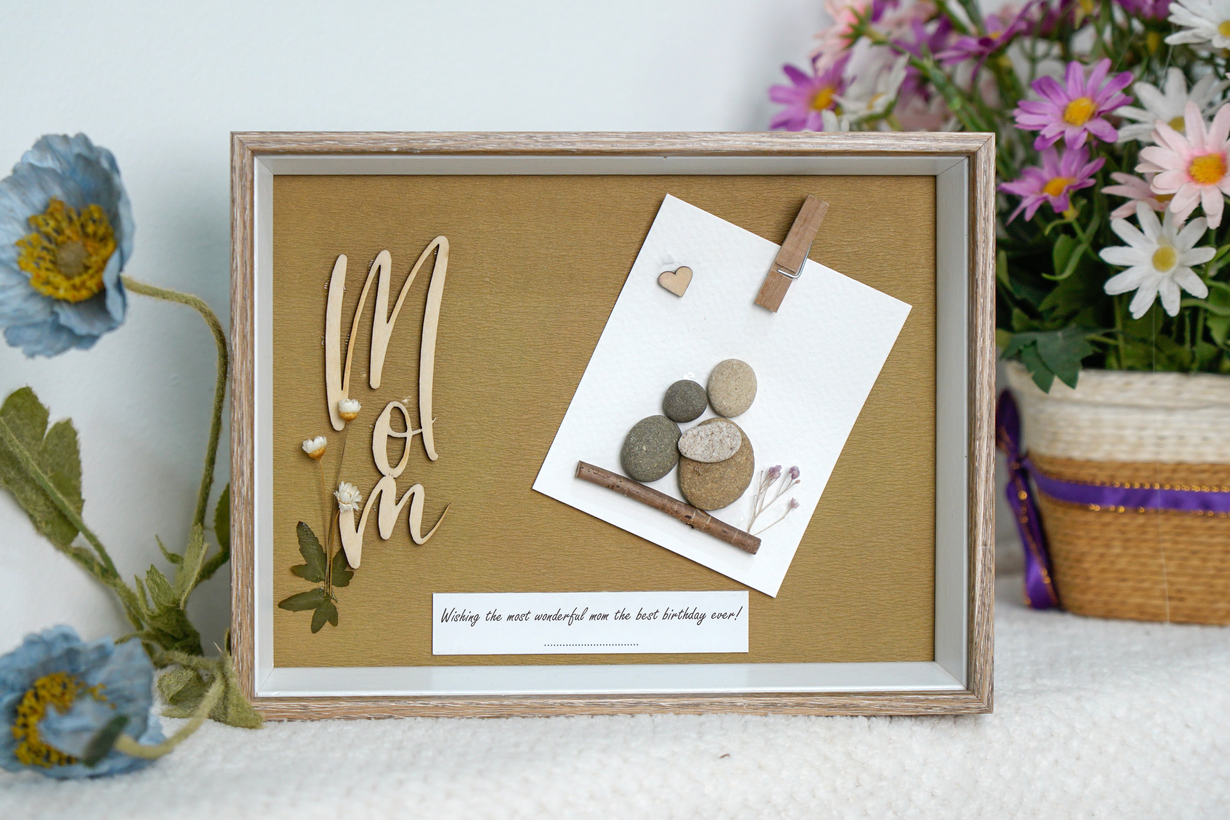 Personalized Pebble Art For Mom, New Mom Gift, 1st Mom's Birthday Gift