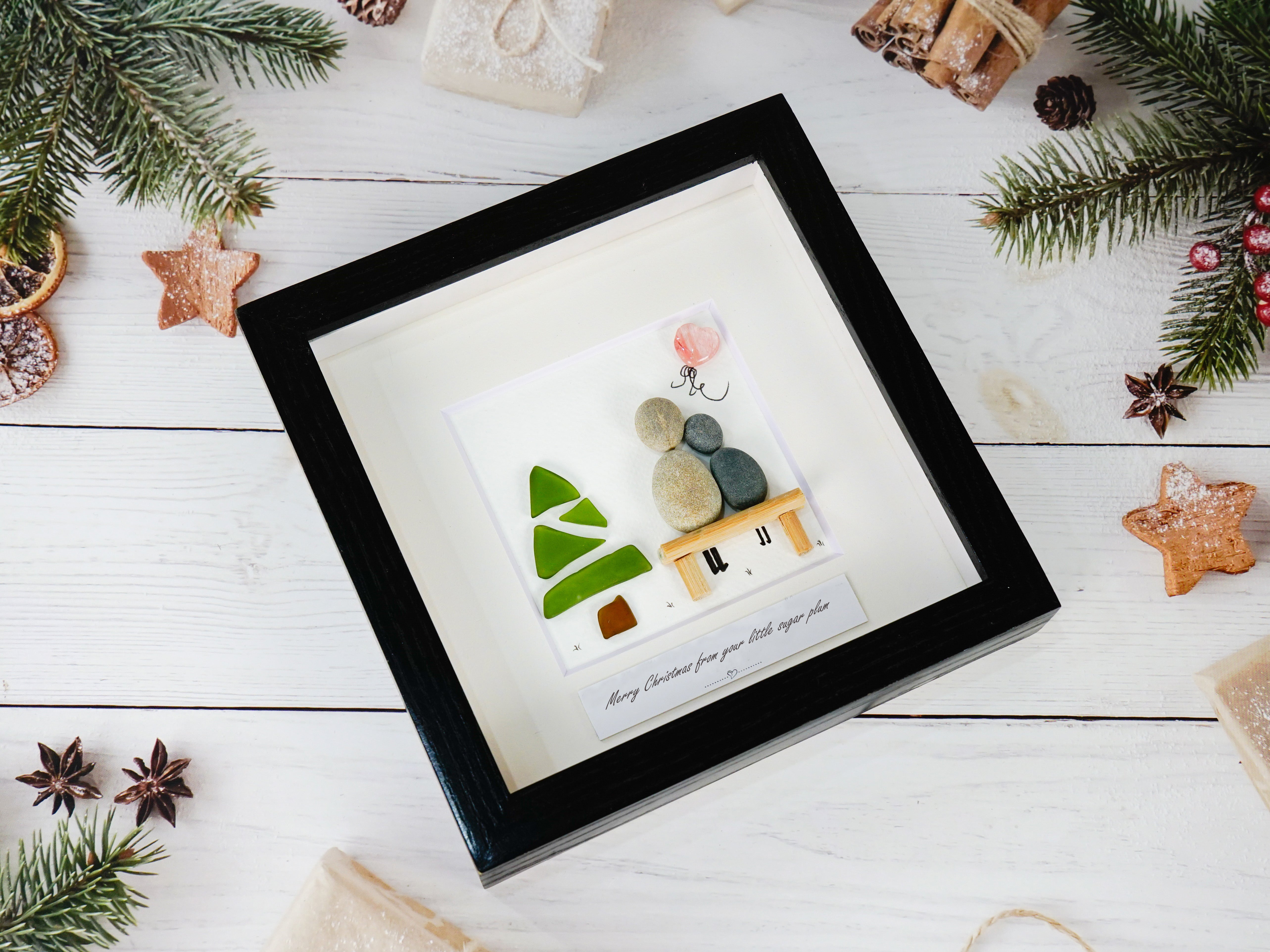 Handmade Painted Pebble Christmas Gift, Christmas Gift for Mom, 1st Mom's Christmas Gift
