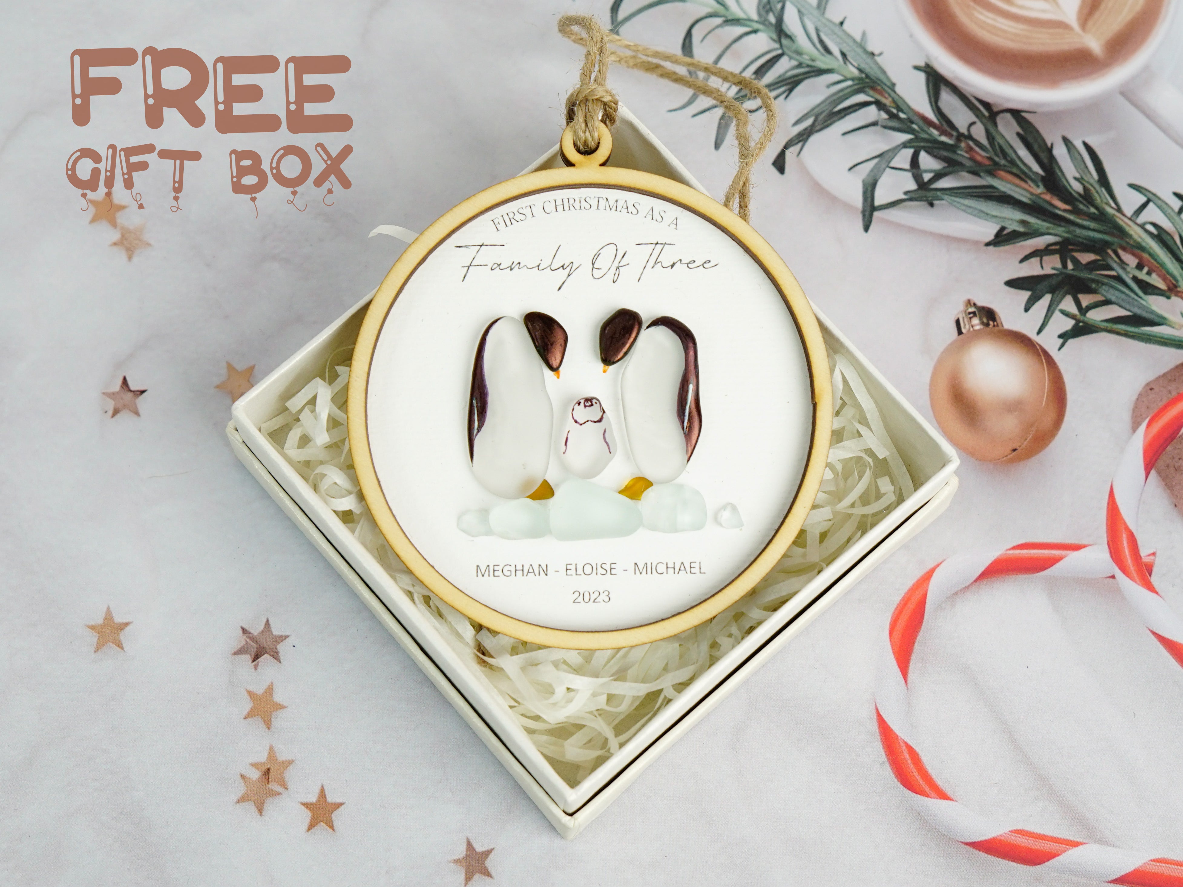 Personalised Family of 3 Christmas Ornament - First Christmas as a Family Ornament - New Baby's First Christmas - Family Of Three Christmas
