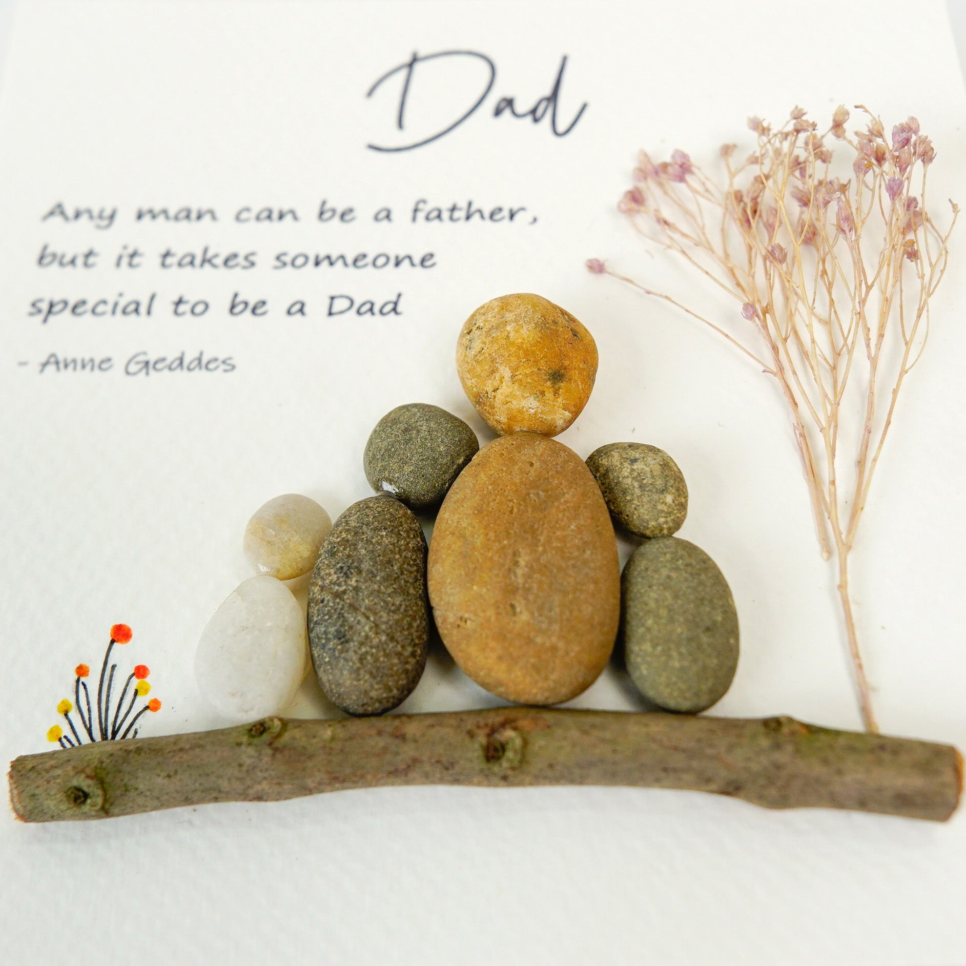 Father's Day Gift Pebble Arts - Unique Dad Gift from Kids - Personalized Family Stone Frame - Meaningful Gift for Father - New Dad Present