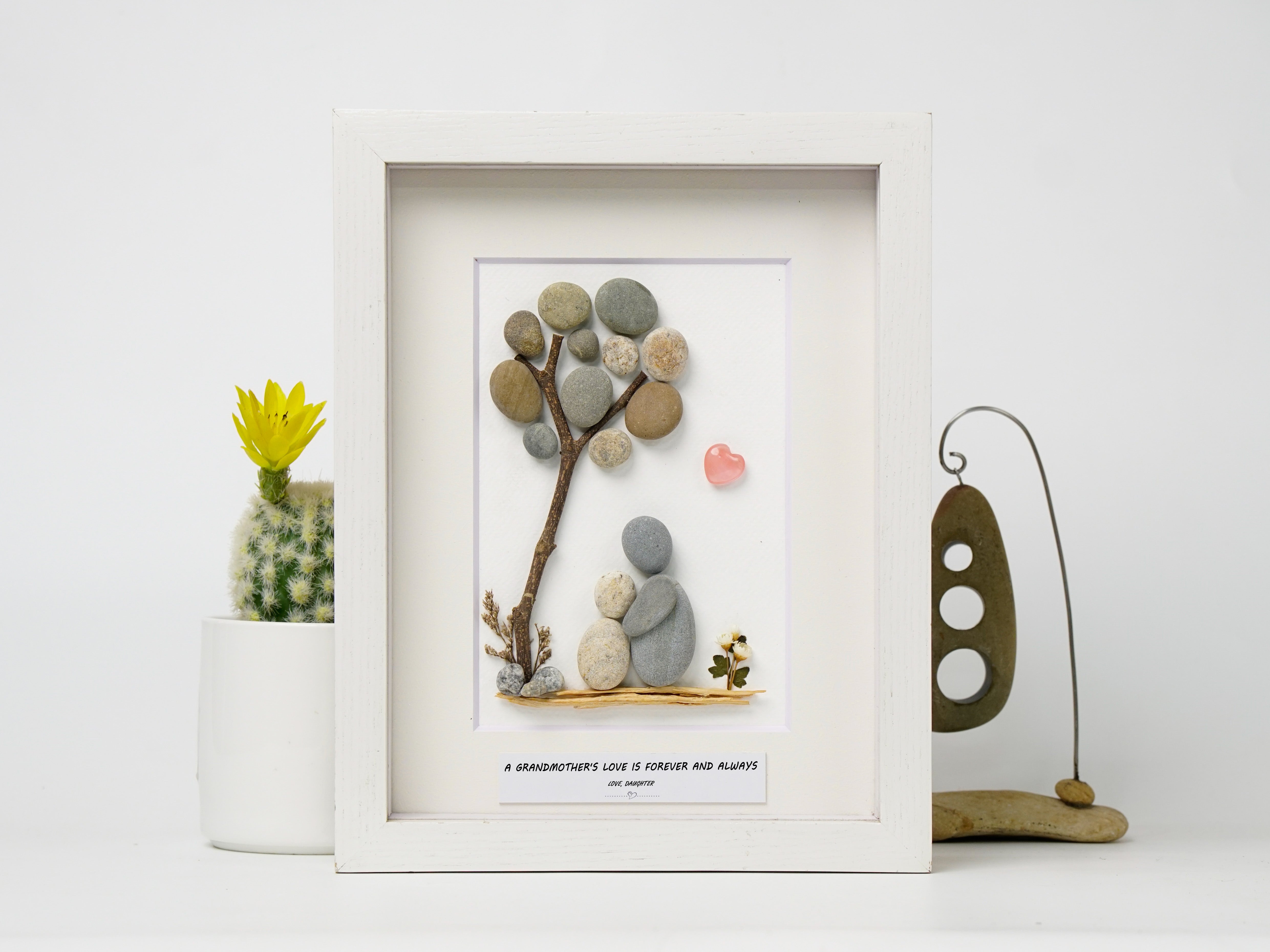 Personalized Birthday Gift For Grandma, Grandmother Pebble Art, Grandchildren and Grandma Frame Art, Grandma Birthday Gifts DIY, Anniversary Gift For Grandmother