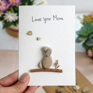 Dog Mom Pebble Art Card for Mother's Day, Handmade Pebble Artwork Cards by Dovaart.com
