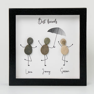 Dova Art Best Friends Pebble Art - Frame Pebble Artwork Stand on Desktop or Wall Hanging 8x8 inch by Dovaart.com