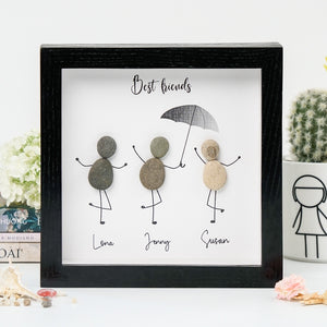 Dova Art Best Friends Pebble Art - Frame Pebble Artwork Stand on Desktop or Wall Hanging 8x8 inch by Dovaart.com