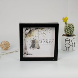 Dova Art Engaged Pebble Art - Frame Pebble Artwork Stand on Desktop or Wall Hanging 8x8 inch by Dovaart.com