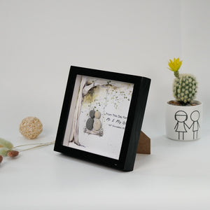 Dova Art Engaged Pebble Art - Frame Pebble Artwork Stand on Desktop or Wall Hanging 8x8 inch by Dovaart.com