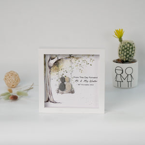 Dova Art Engaged Pebble Art - Frame Pebble Artwork Stand on Desktop or Wall Hanging 8x8 inch by Dovaart.com