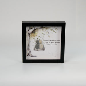 Dova Art Engaged Pebble Art - Frame Pebble Artwork Stand on Desktop or Wall Hanging 8x8 inch by Dovaart.com