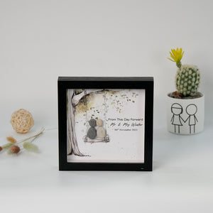 Dova Art Engaged Pebble Art - Frame Pebble Artwork Stand on Desktop or Wall Hanging 8x8 inch by Dovaart.com