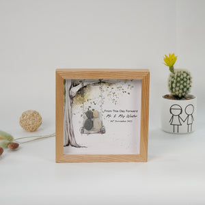 Dova Art Engaged Pebble Art - Frame Pebble Artwork Stand on Desktop or Wall Hanging 8x8 inch by Dovaart.com
