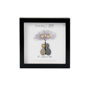 Dova Art Personalized 25th Wedding Anniversary Pebble Art, Couple Pebble Picture Framed Art - Frame Pebble Artwork Desktop or Wall Hanging 8x8 inch by Dovaart.com