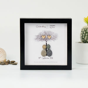 Dova Art Personalized 25th Wedding Anniversary Pebble Art, Couple Pebble Picture Framed Art - Frame Pebble Artwork Desktop or Wall Hanging 8x8 inch by Dovaart.com