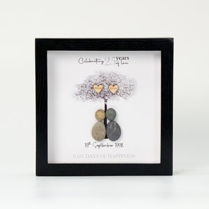Dova Art Personalized 25th Wedding Anniversary Pebble Art, Couple Pebble Picture Framed Art - Frame Pebble Artwork Desktop or Wall Hanging 8x8 inch by Dovaart.com
