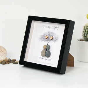 Dova Art Personalized 25th Wedding Anniversary Pebble Art, Couple Pebble Picture Framed Art - Frame Pebble Artwork Desktop or Wall Hanging 8x8 inch by Dovaart.com