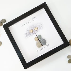 Dova Art Personalized 25th Wedding Anniversary Pebble Art, Couple Pebble Picture Framed Art - Frame Pebble Artwork Desktop or Wall Hanging 8x8 inch by Dovaart.com