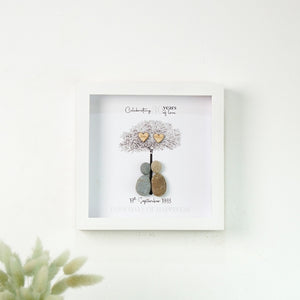 Dova Art Personalized 30th Wedding Anniversary Pebble Art, Couple Pebble Picture Framed Art - 8x8 inch Frame with Stand for Desktop or Wall Hanging by Dovaart.com