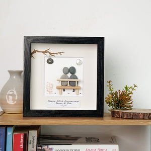 Dova Art Personalized 30th Wedding Anniversary Pebble Art, Couple Pebble Picture Framed Art - 8x8 inch Frame with Stand for Desktop or Wall Hanging by Dovaart.com