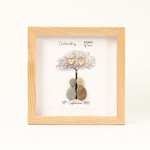 Dova Art Personalized 30th Wedding Anniversary Pebble Art, Couple Pebble Picture Framed Art - 8x8 inch Frame with Stand for Desktop or Wall Hanging by Dovaart.com