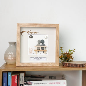 Dova Art Personalized 30th Wedding Anniversary Pebble Art, Couple Pebble Picture Framed Art - 8x8 inch Frame with Stand for Desktop or Wall Hanging by Dovaart.com
