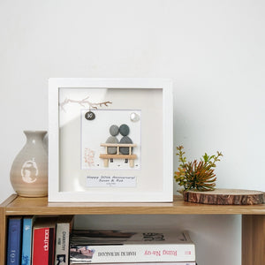 Dova Art Personalized 30th Wedding Anniversary Pebble Art, Couple Pebble Picture Framed Art - 8x8 inch Frame with Stand for Desktop or Wall Hanging by Dovaart.com