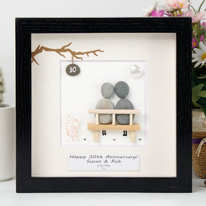 Dova Art Personalized 30th Wedding Anniversary Pebble Art, Couple Pebble Picture Framed Art - 8x8 inch Frame with Stand for Desktop or Wall Hanging by Dovaart.com