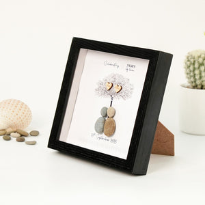 Dova Art Personalized 30th Wedding Anniversary Pebble Art, Couple Pebble Picture Framed Art - 8x8 inch Frame with Stand for Desktop or Wall Hanging by Dovaart.com