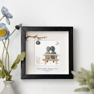 Dova Art Personalized 30th Wedding Anniversary Pebble Art, Couple Pebble Picture Framed Art - 8x8 inch Frame with Stand for Desktop or Wall Hanging by Dovaart.com
