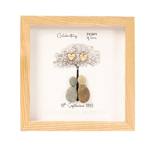 Dova Art Personalized 30th Wedding Anniversary Pebble Art, Couple Pebble Picture Framed Art - 8x8 inch Frame with Stand for Desktop or Wall Hanging by Dovaart.com