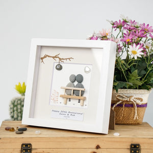 Dova Art Personalized 30th Wedding Anniversary Pebble Art, Couple Pebble Picture Framed Art - 8x8 inch Frame with Stand for Desktop or Wall Hanging by Dovaart.com