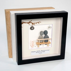Dova Art Personalized 30th Wedding Anniversary Pebble Art, Couple Pebble Picture Framed Art - 8x8 inch Frame with Stand for Desktop or Wall Hanging by Dovaart.com