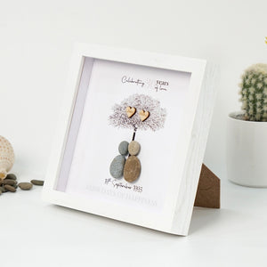 Dova Art Personalized 30th Wedding Anniversary Pebble Art, Couple Pebble Picture Framed Art - 8x8 inch Frame with Stand for Desktop or Wall Hanging by Dovaart.com