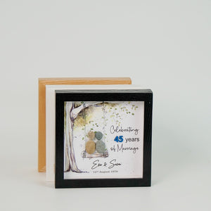 Dova Art Personalized 45th Wedding Anniversary Pebble Art, Couple Pebble Picture Framed Art - 8x8 inch Frame with Stand for Desktop or Wall Hanging by Dovaart.com