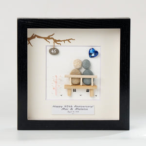 Dova Art Personalized 45th Wedding Anniversary Pebble Art, Couple Pebble Picture Framed Art - 8x8 inch Frame with Stand for Desktop or Wall Hanging by Dovaart.com