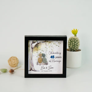 Dova Art Personalized 45th Wedding Anniversary Pebble Art, Couple Pebble Picture Framed Art - 8x8 inch Frame with Stand for Desktop or Wall Hanging by Dovaart.com