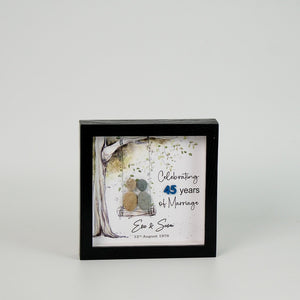 Dova Art Personalized 45th Wedding Anniversary Pebble Art, Couple Pebble Picture Framed Art - 8x8 inch Frame with Stand for Desktop or Wall Hanging by Dovaart.com