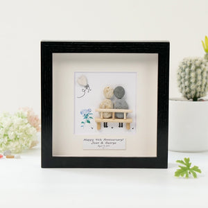 Dova Art Personalized 4th Wedding Anniversary Pebble Art, Couple Pebble Picture Framed Art -8x8 inch Frame with Stand for Desktop or Wall Hanging by Dovaart.com