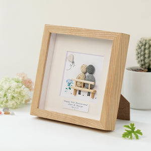 Dova Art Personalized 4th Wedding Anniversary Pebble Art, Couple Pebble Picture Framed Art -8x8 inch Frame with Stand for Desktop or Wall Hanging by Dovaart.com