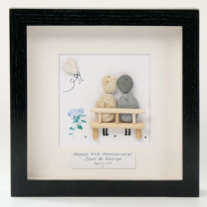 Dova Art Personalized 4th Wedding Anniversary Pebble Art, Couple Pebble Picture Framed Art -8x8 inch Frame with Stand for Desktop or Wall Hanging by Dovaart.com