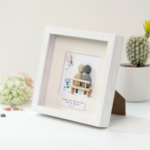 Dova Art Personalized 4th Wedding Anniversary Pebble Art, Couple Pebble Picture Framed Art -8x8 inch Frame with Stand for Desktop or Wall Hanging by Dovaart.com