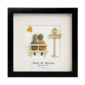 Dova Art Personalized 50th Wedding Anniversary Pebble Art, Couple Pebble Picture Framed Art - 8x8 inch Frame with Stand for Desktop or Wall Hanging by Dovaart.com