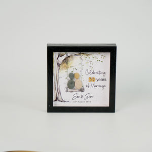 Dova Art Personalized 50th Wedding Anniversary Pebble Art, Couple Pebble Picture Framed Art -8x8 inch Frame with Stand for Desktop or Wall Hanging by Dovaart.com