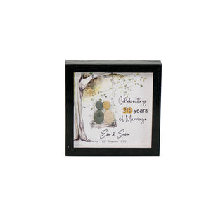Dova Art Personalized 50th Wedding Anniversary Pebble Art, Couple Pebble Picture Framed Art -8x8 inch Frame with Stand for Desktop or Wall Hanging by Dovaart.com