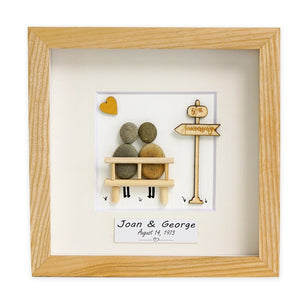 Dova Art Personalized 50th Wedding Anniversary Pebble Art, Couple Pebble Picture Framed Art - 8x8 inch Frame with Stand for Desktop or Wall Hanging by Dovaart.com