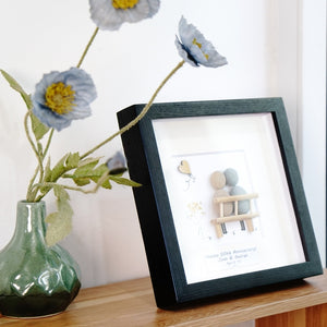 Dova Art Personalized 50th Wedding Anniversary Pebble Art, Couple Pebble Picture Framed Art -8x8 inch Frame with Stand for Desktop or Wall Hanging by Dovaart.com