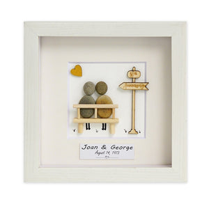 Dova Art Personalized 50th Wedding Anniversary Pebble Art, Couple Pebble Picture Framed Art - 8x8 inch Frame with Stand for Desktop or Wall Hanging by Dovaart.com