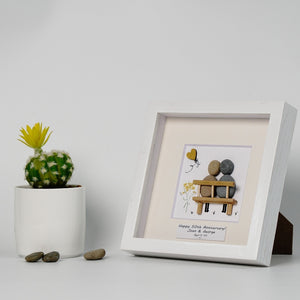 Dova Art Personalized 50th Wedding Anniversary Pebble Art, Couple Pebble Picture Framed Art -8x8 inch Frame with Stand for Desktop or Wall Hanging by Dovaart.com