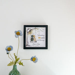 Dova Art Personalized 50th Wedding Anniversary Pebble Art, Couple Pebble Picture Framed Art -8x8 inch Frame with Stand for Desktop or Wall Hanging by Dovaart.com